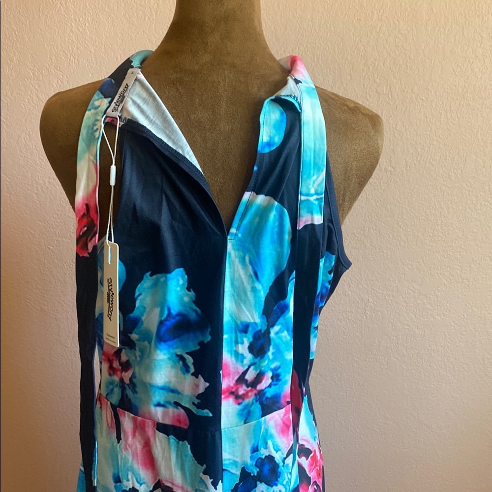 STYLEWORD Floral Halter Neck Maxi Dress - Blue and Pink - Picture 6 of 11